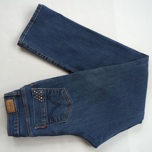 Levi's Perfectly Slimming 512 Studded Straight Jeans 8M Blue - Picture 2 of 16